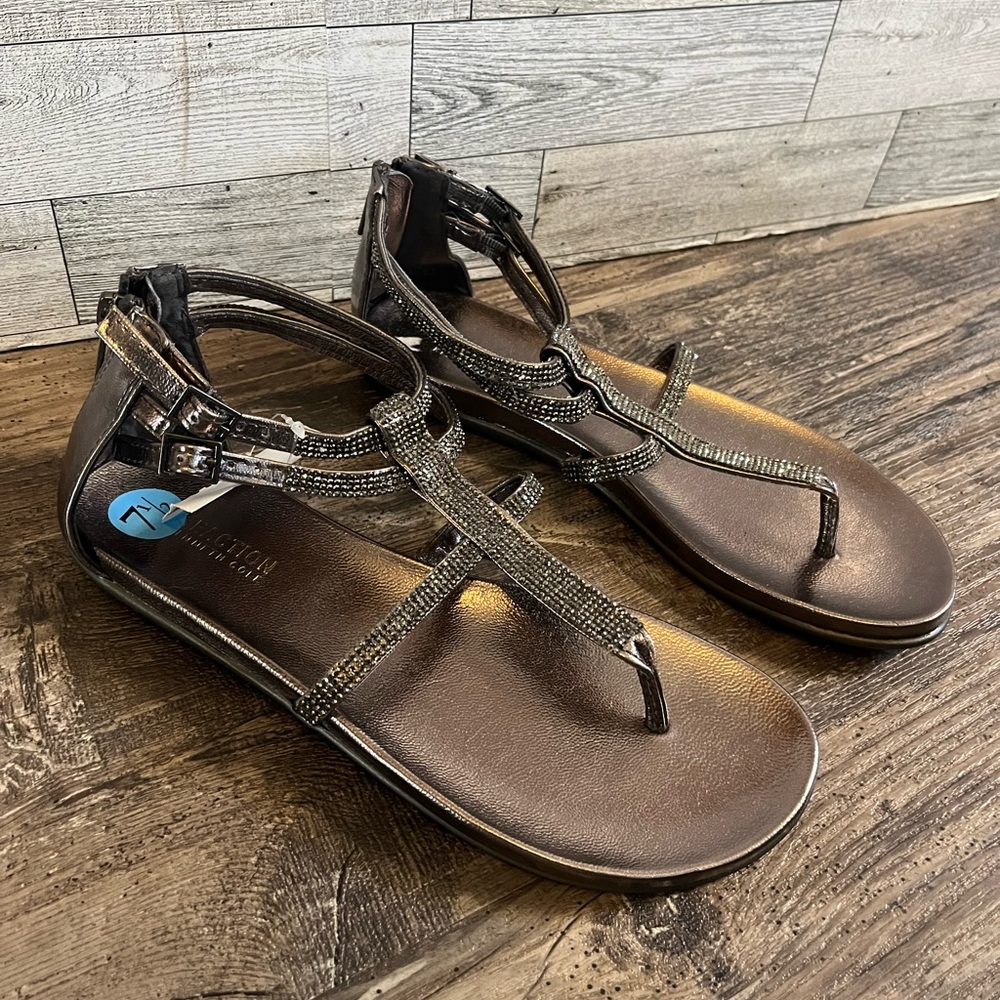 Kenneth Cole Sandals Sparkle Strappy Detail Zip Up Back NWT Women’s Size 7.5 - Picture 3 of 7